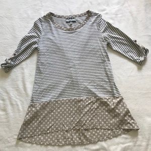 Comme Toi Stripe and Polka Dot 3/4 T-Shirt